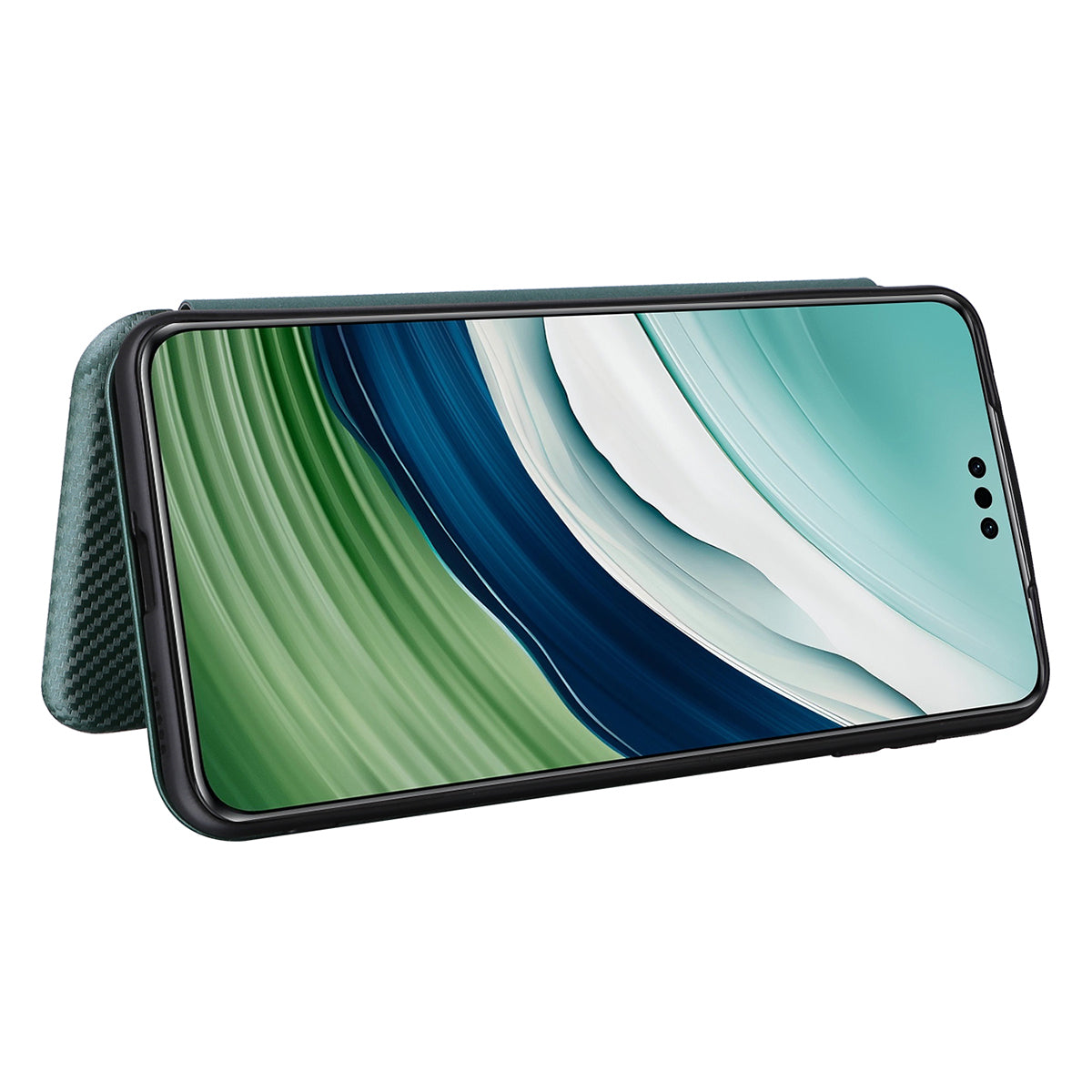 For Huawei Mate 60 Carbon Fiber Texture Card Holder Phone Case Leather Stand Anti-fall Cover