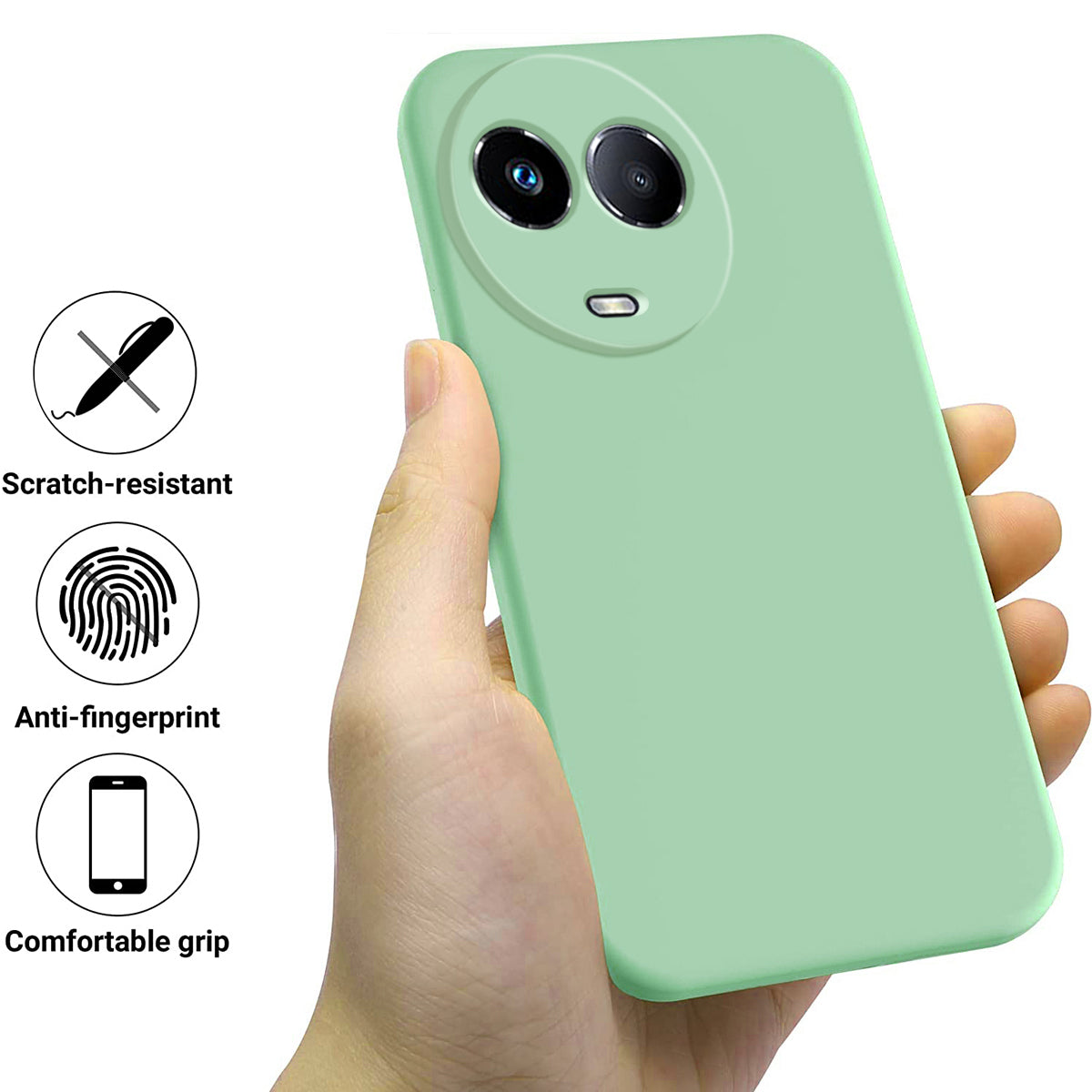 For Realme 11x 5G Liquid Silicone Mobile Phone Case Soft Lining Anti-scratch Back Cover