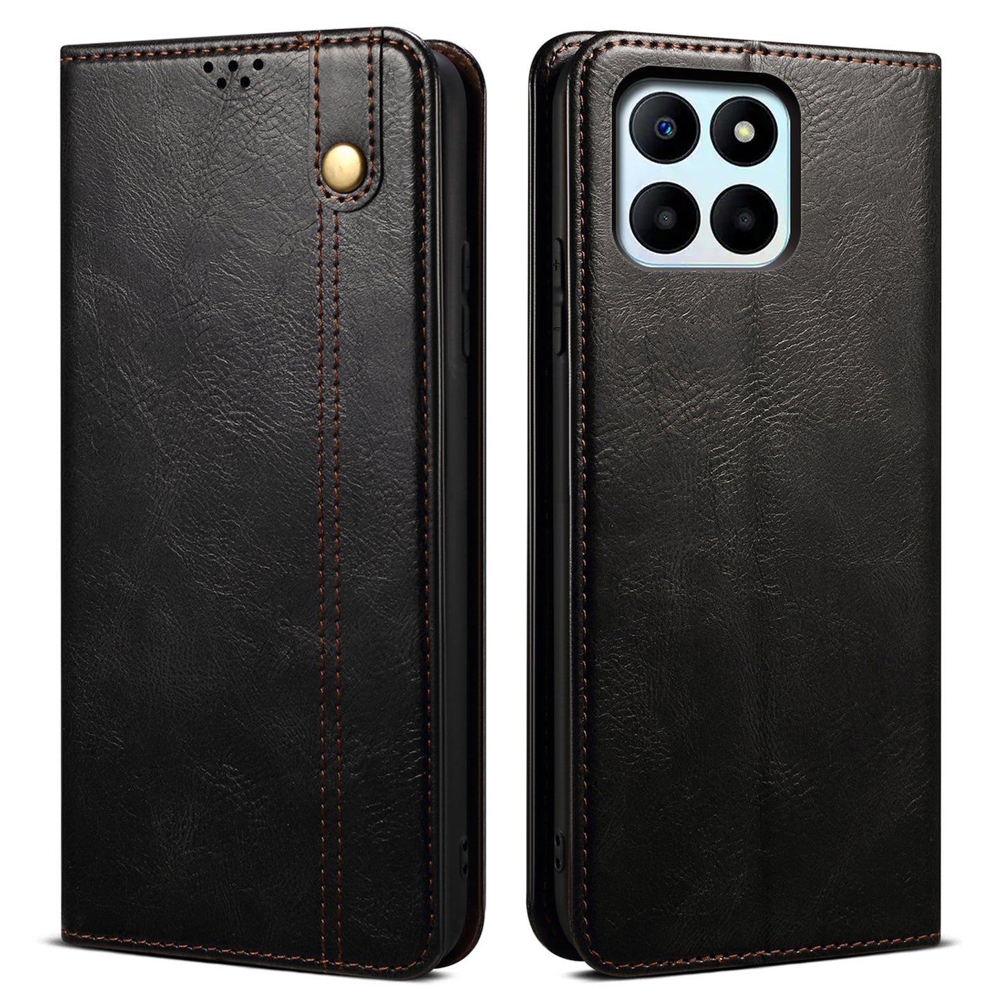 For Honor X6a 4G Stand Wallet Case PU Leather Phone Shell Waxy Crazy Horse Texture Mobile Phone Cover