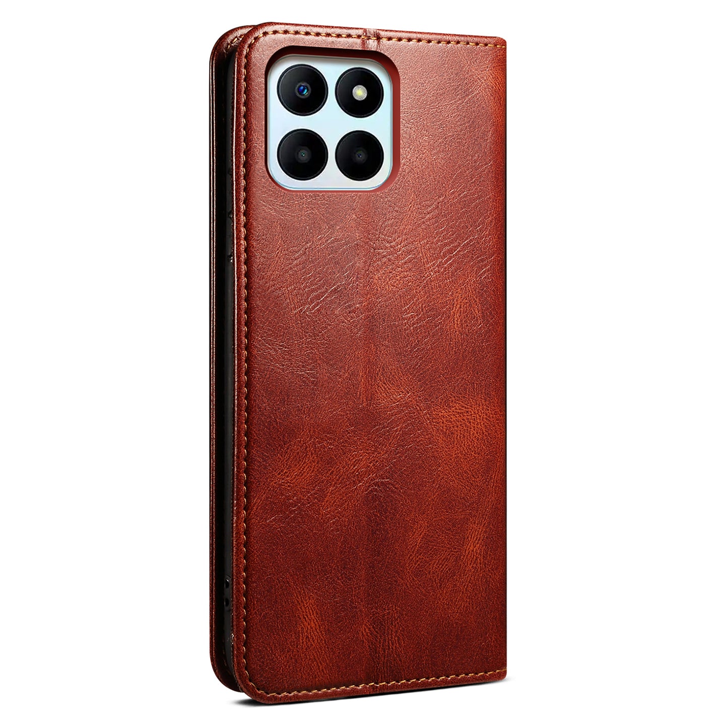 For Honor X6a 4G Stand Wallet Case PU Leather Phone Shell Waxy Crazy Horse Texture Mobile Phone Cover