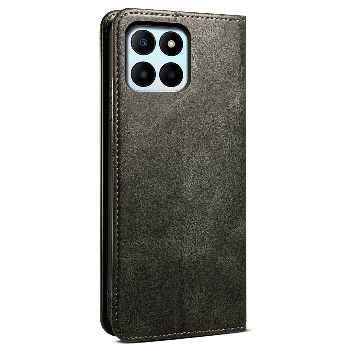 For Honor X6a 4G Stand Wallet Case PU Leather Phone Shell Waxy Crazy Horse Texture Mobile Phone Cover