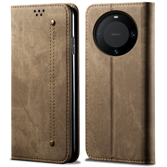 For Huawei Mate 60 Pro+ Jeans Cloth Texture PU Leather Flip Stand Wallet Case Cell Phone Cover