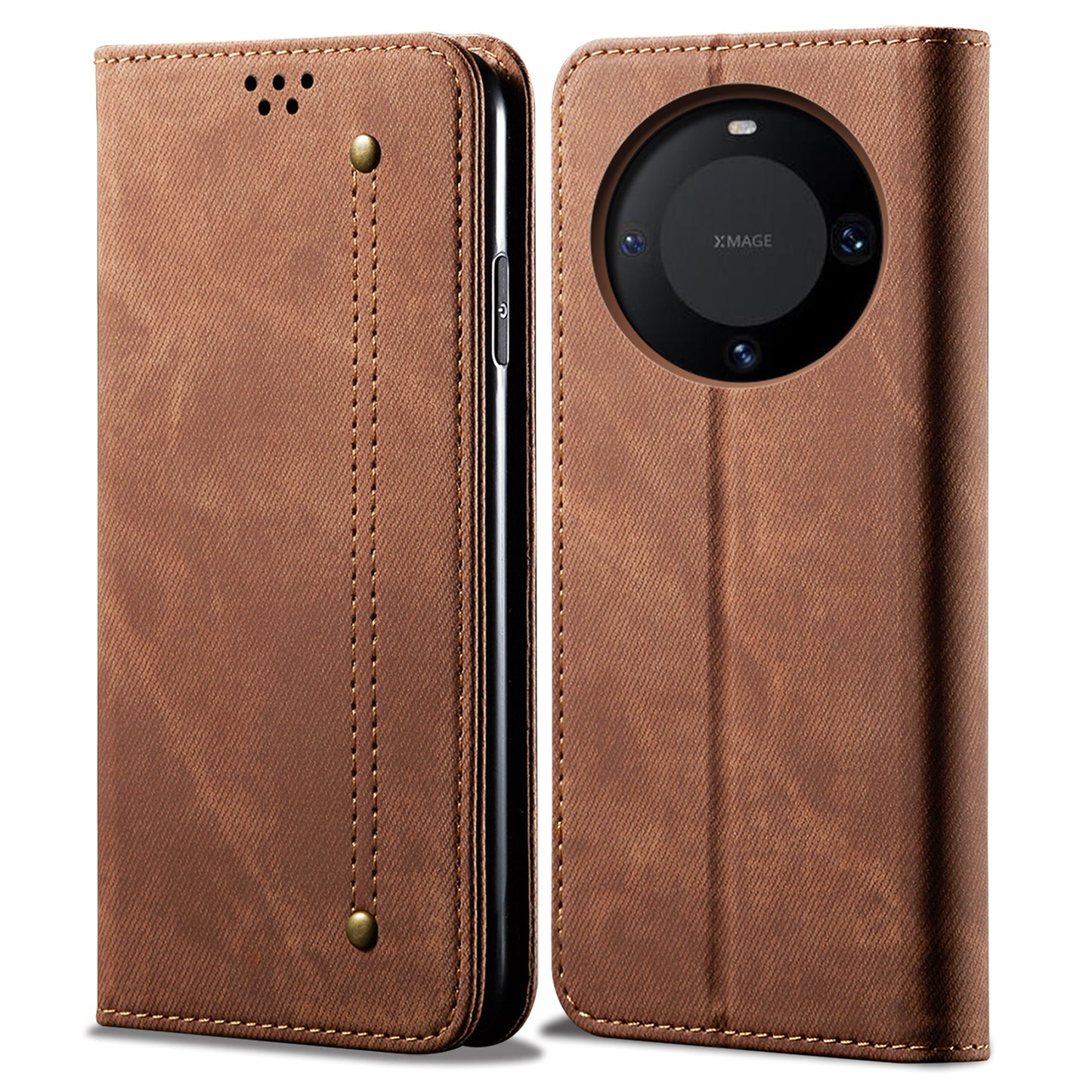 For Huawei Mate 60 Pro+ Jeans Cloth Texture PU Leather Flip Stand Wallet Case Cell Phone Cover