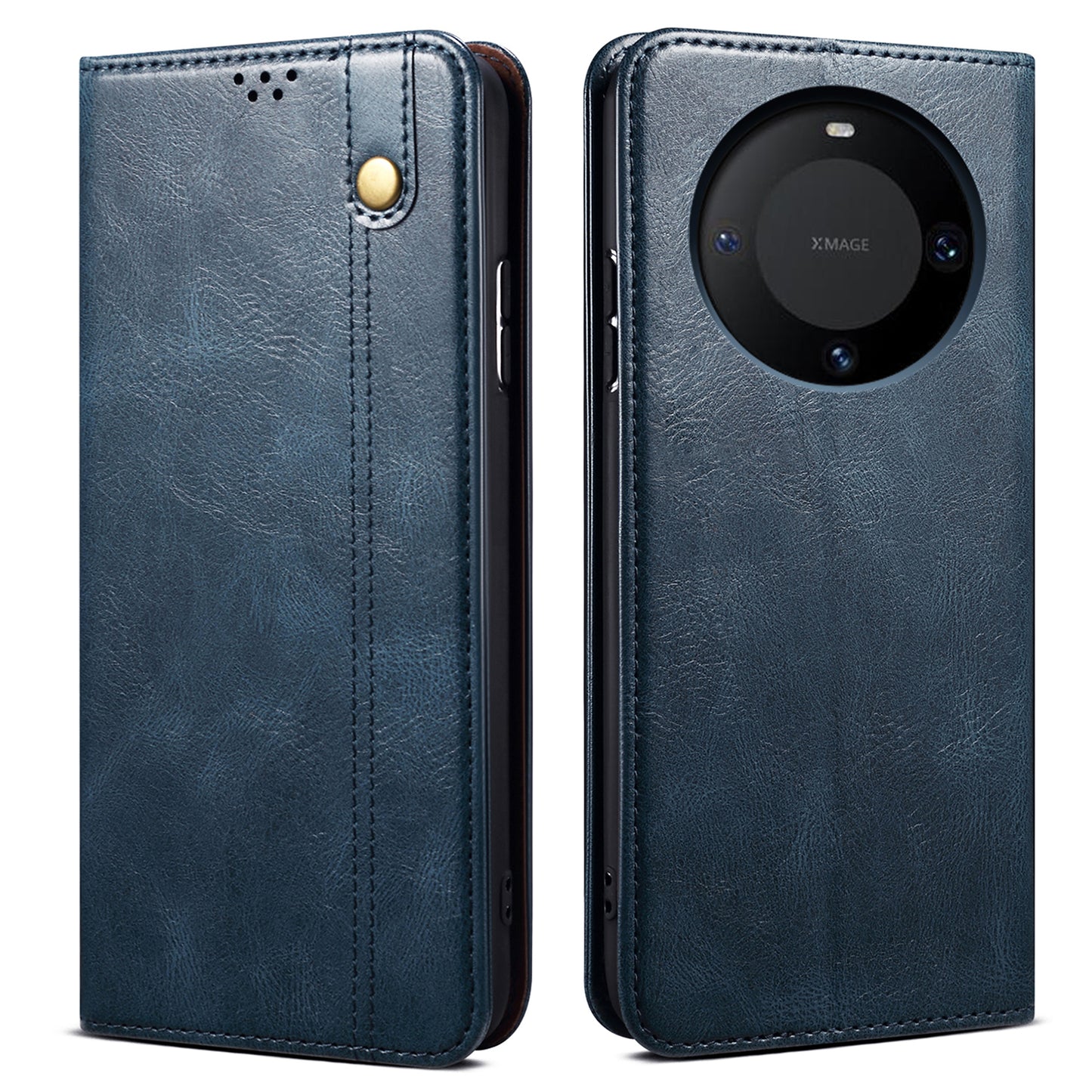 For Huawei Mate 60 Pro+ Waxy Crazy Horse Texture Phone Cover Stand Wallet PU Leather Phone Shell Case