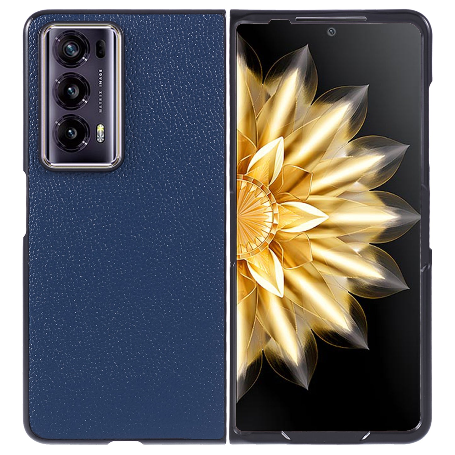 For Honor Magic V2 5G Case Anti-scratch Litchi Texture PC+Genuine Leather Phone Cover