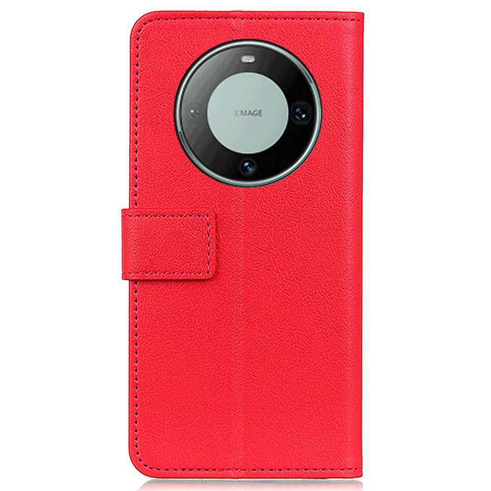 For Huawei Mate 60 Mobile Phone Anti-drop Shell Textured PU Leather Wallet Stand Case