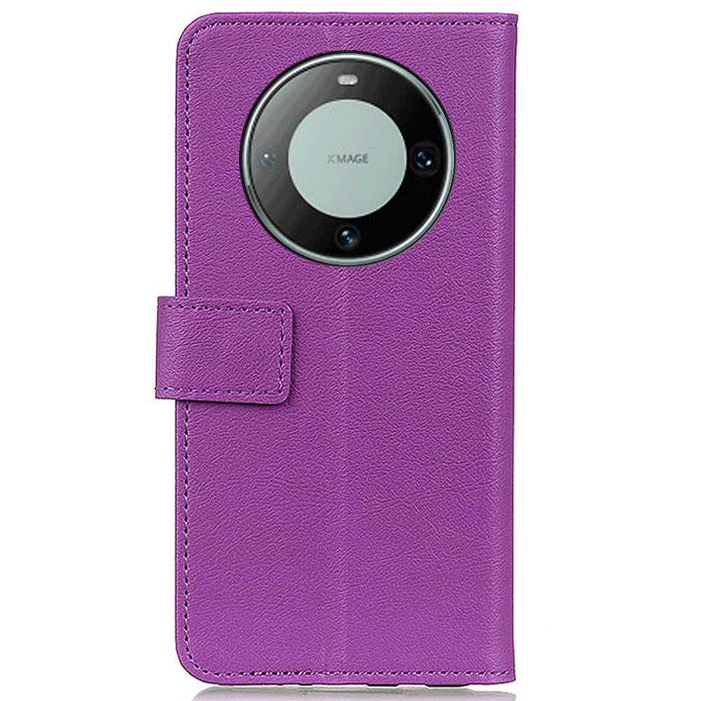 For Huawei Mate 60 Mobile Phone Anti-drop Shell Textured PU Leather Wallet Stand Case