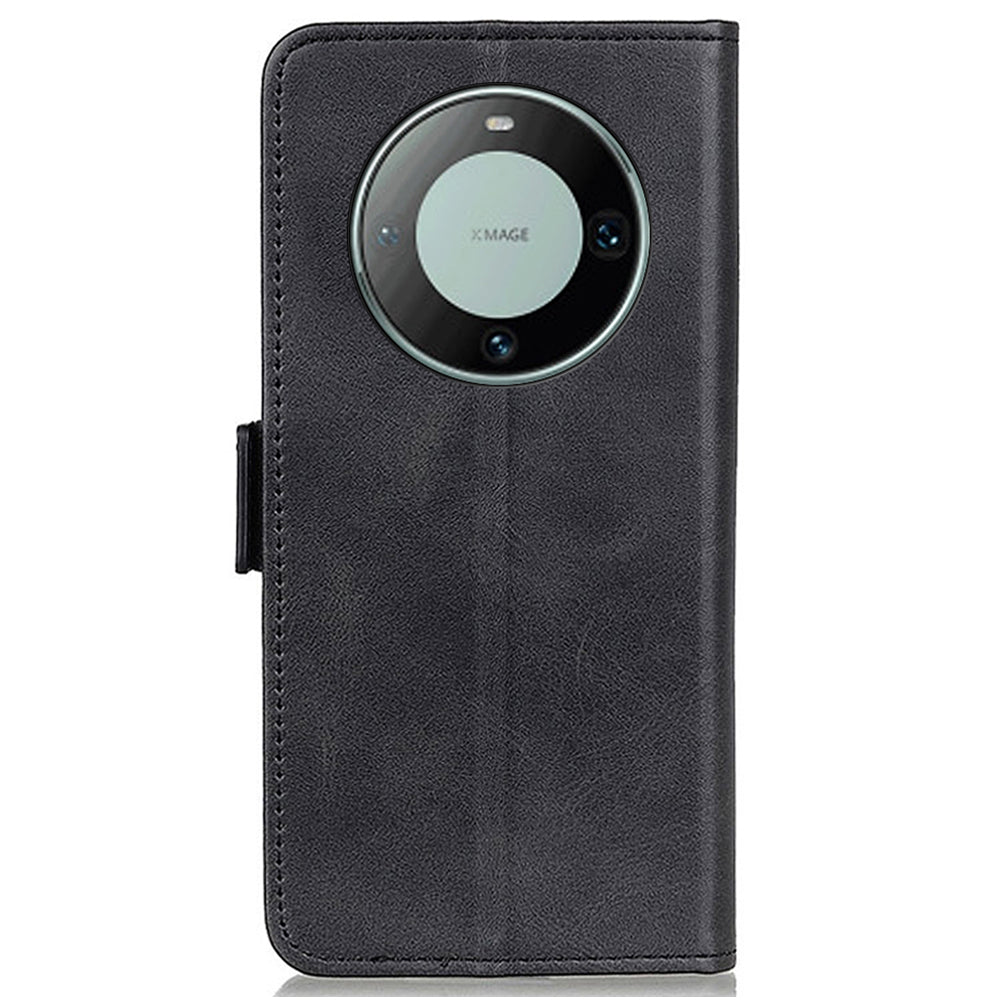 For Huawei Mate 60 Cowhide Texture Phone Case PU Leather Wallet Stand Anti-scratch Shell