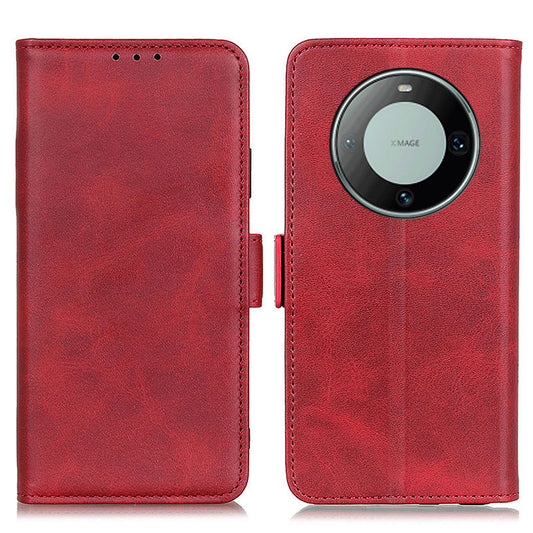 For Huawei Mate 60 Cowhide Texture Phone Case PU Leather Wallet Stand Anti-scratch Shell