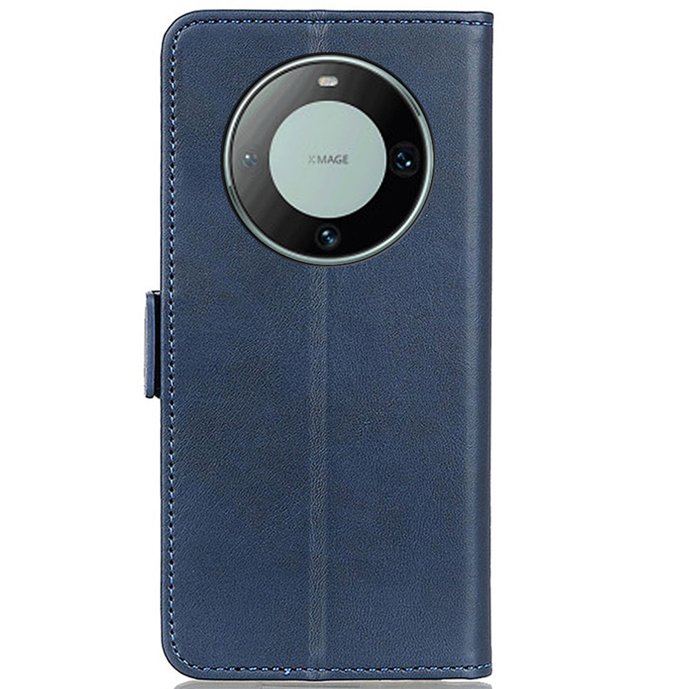 For Huawei Mate 60 Cowhide Texture Phone Case PU Leather Wallet Stand Anti-scratch Shell