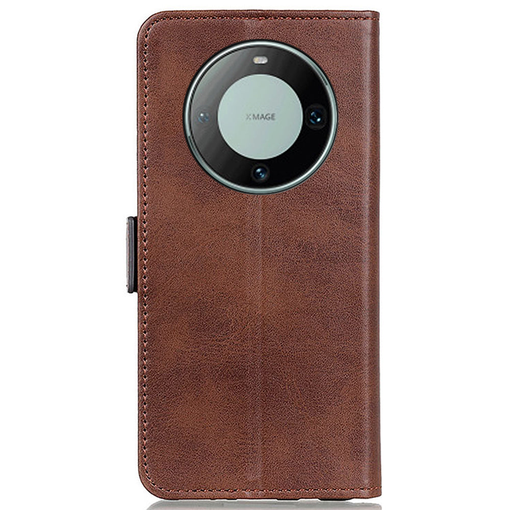 For Huawei Mate 60 Cowhide Texture Phone Case PU Leather Wallet Stand Anti-scratch Shell