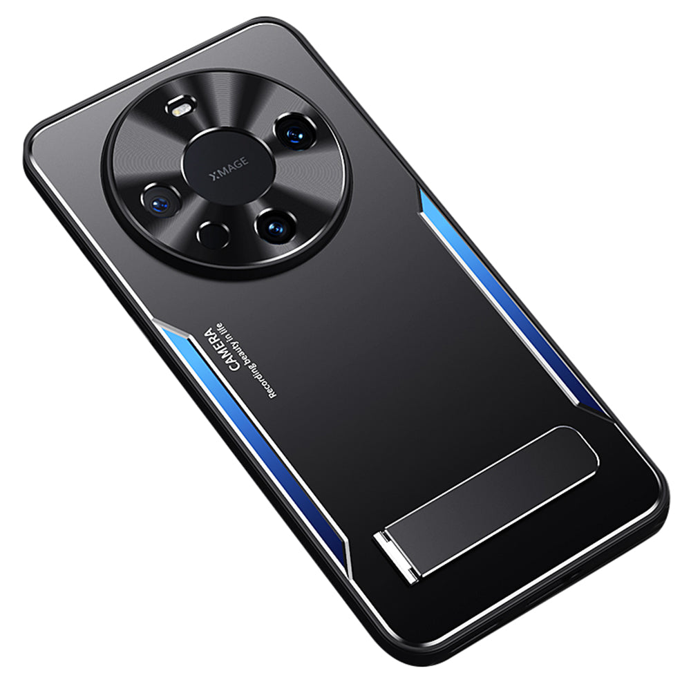 For Huawei Mate 60 Kickstand Phone Case Aluminum Alloy + TPU Shockproof Protective Cover