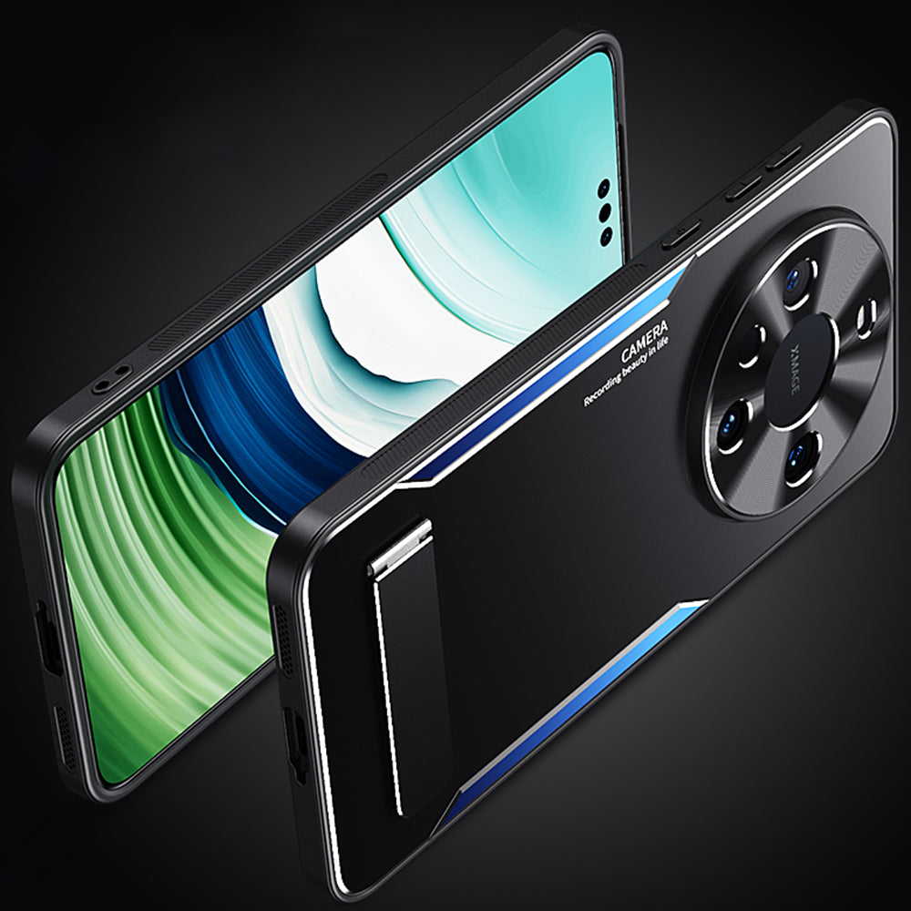For Huawei Mate 60 Kickstand Phone Case Aluminum Alloy + TPU Shockproof Protective Cover