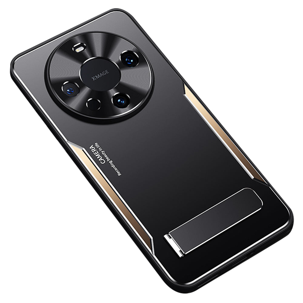 For Huawei Mate 60 Kickstand Phone Case Aluminum Alloy + TPU Shockproof Protective Cover