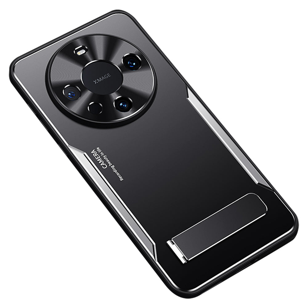 For Huawei Mate 60 Pro Kickstand Phone Case Aluminum Alloy + TPU Drop Proof Protective Cover
