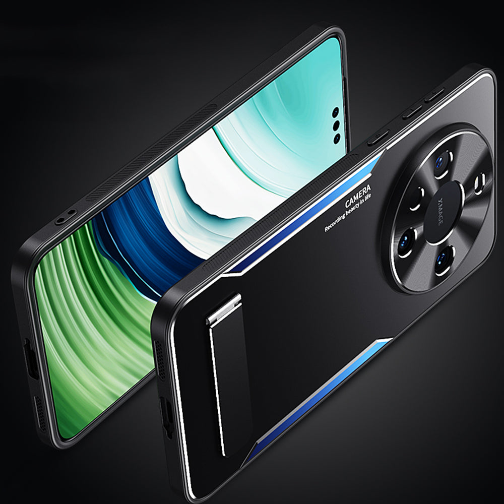 For Huawei Mate 60 Pro Kickstand Phone Case Aluminum Alloy + TPU Drop Proof Protective Cover