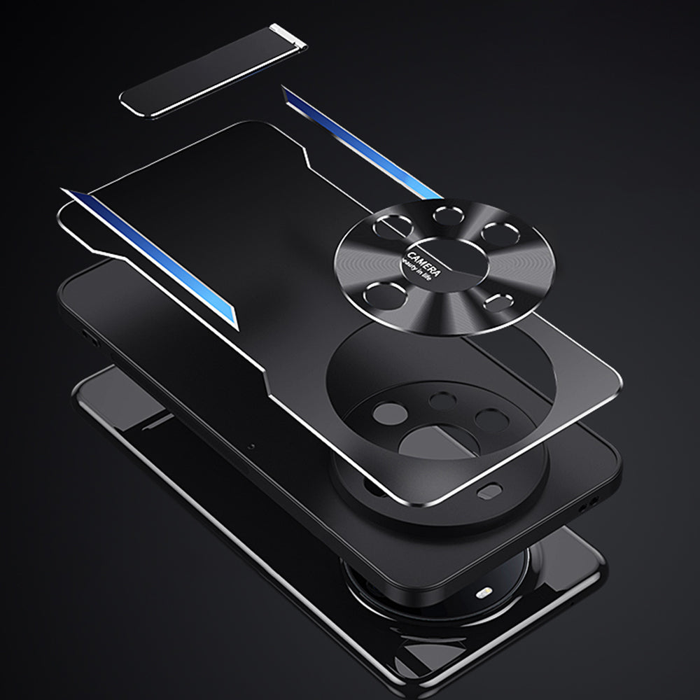 For Huawei Mate 60 Pro Kickstand Phone Case Aluminum Alloy + TPU Drop Proof Protective Cover