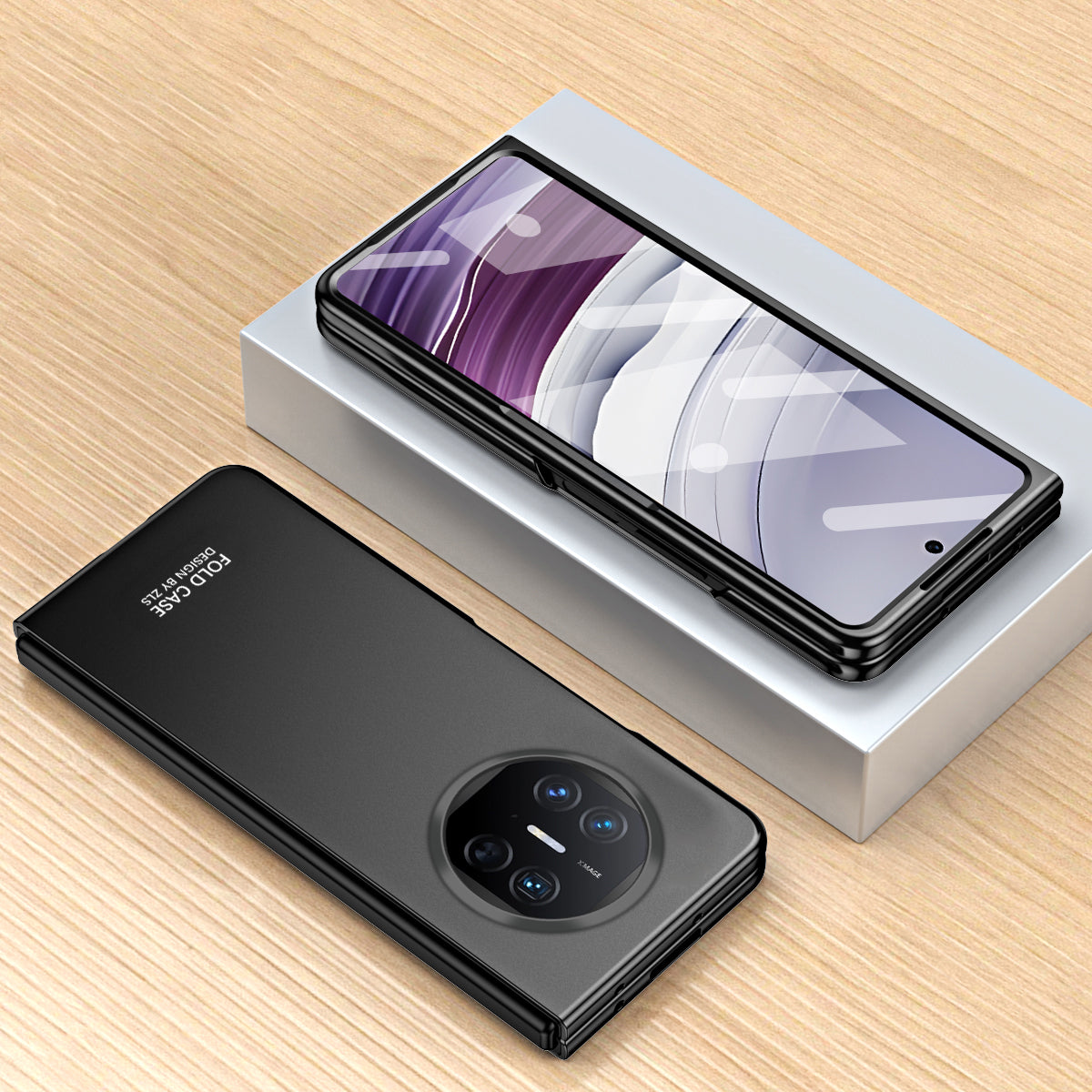 For Huawei Mate X5 Hard PC Phone Drop Protection Case Folding Phone Cover with Tempered Glass Film