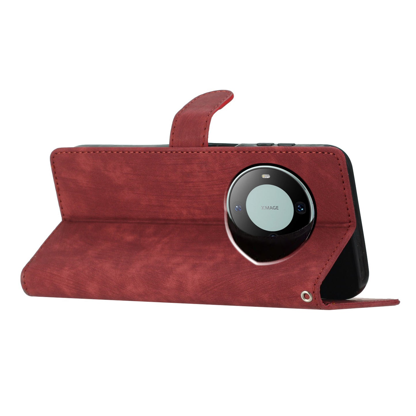 For Huawei Mate 60 Case Folio Flip Solid Color Skin-touch Phone Stand Leather Cover