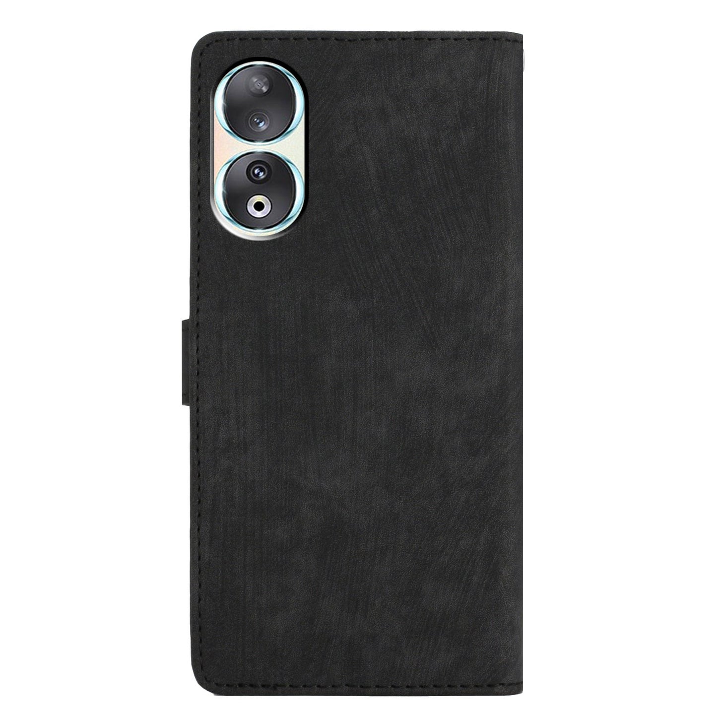 For Honor 90 Case Solid Color Skin-touch Phone Leather Wallet Drop-proof Cover