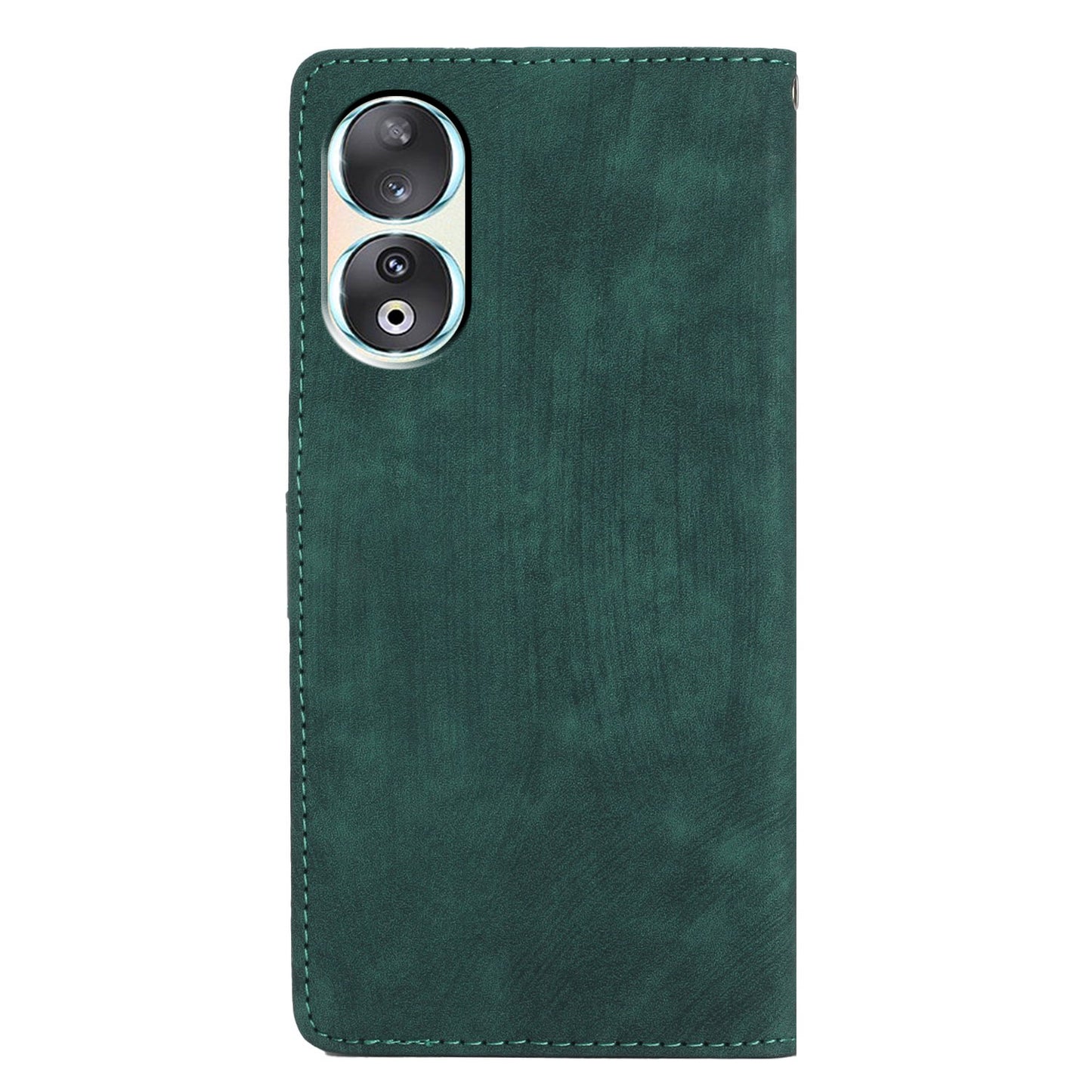 For Honor 90 Case Solid Color Skin-touch Phone Leather Wallet Drop-proof Cover