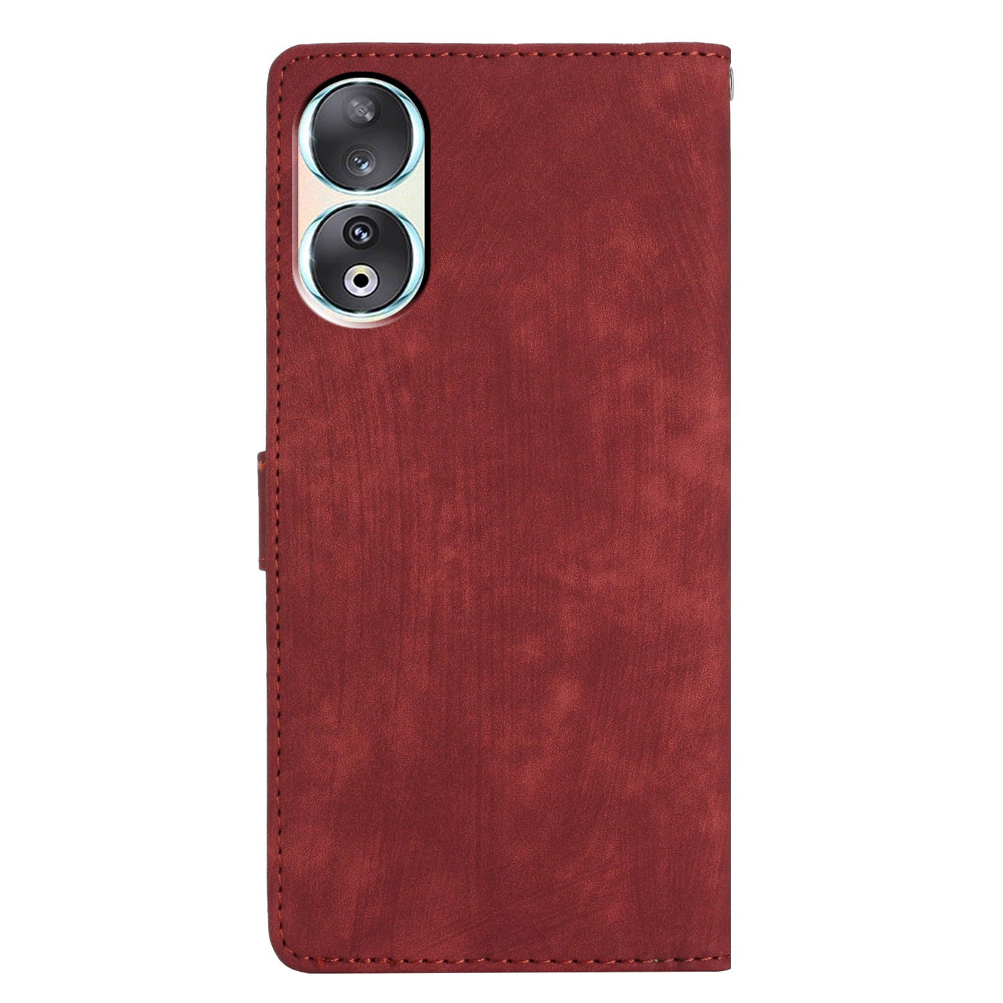 For Honor 90 Case Solid Color Skin-touch Phone Leather Wallet Drop-proof Cover