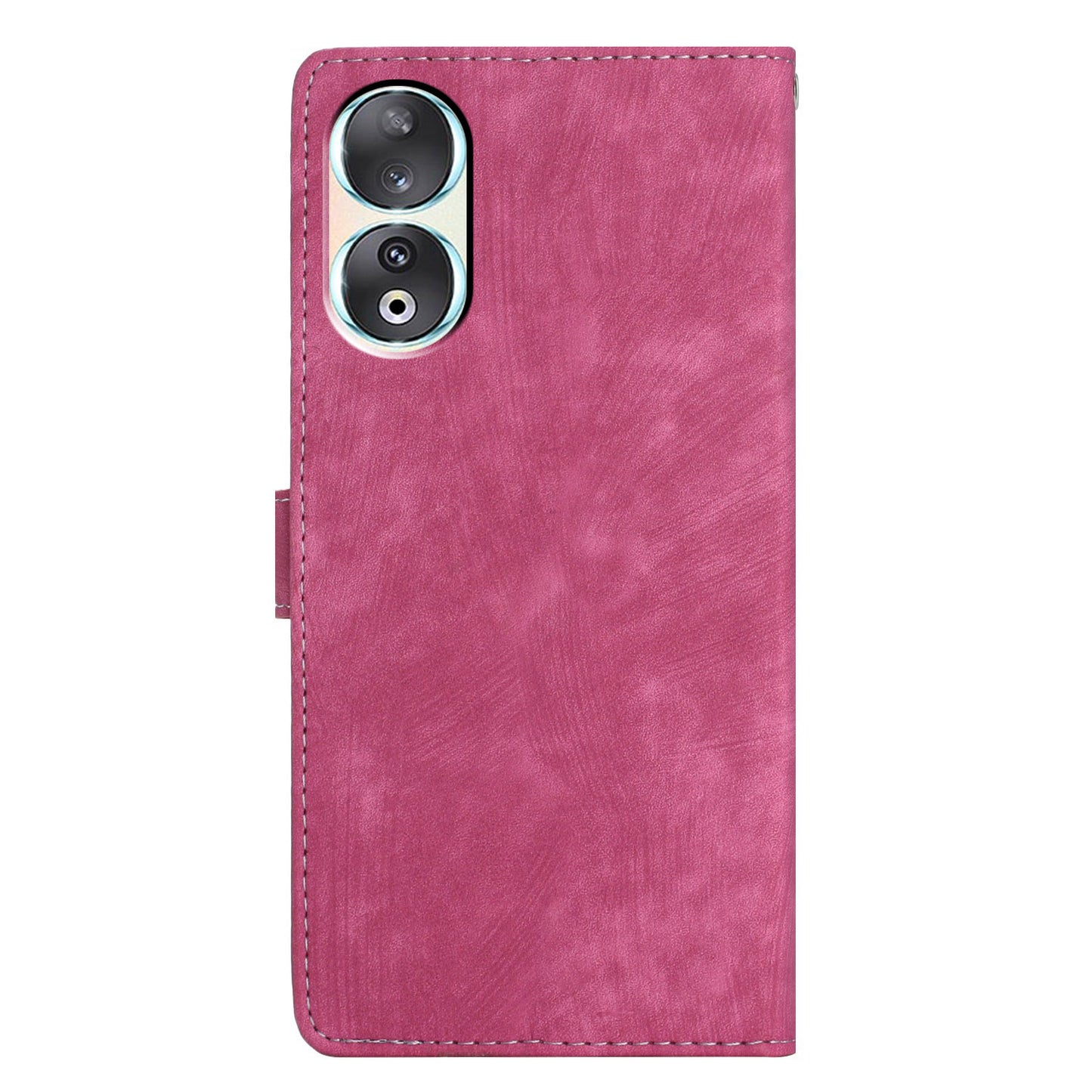 For Honor 90 Case Solid Color Skin-touch Phone Leather Wallet Drop-proof Cover