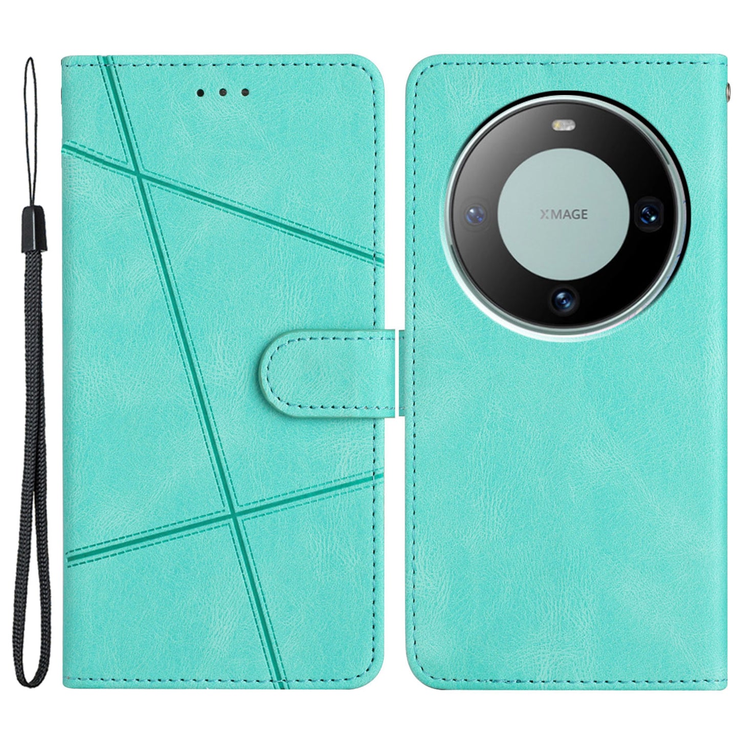 For Huawei Mate 60 Pro Crazy Horse Texture PU Leather Wallet Stand Case Imprinted Lines Phone Cover