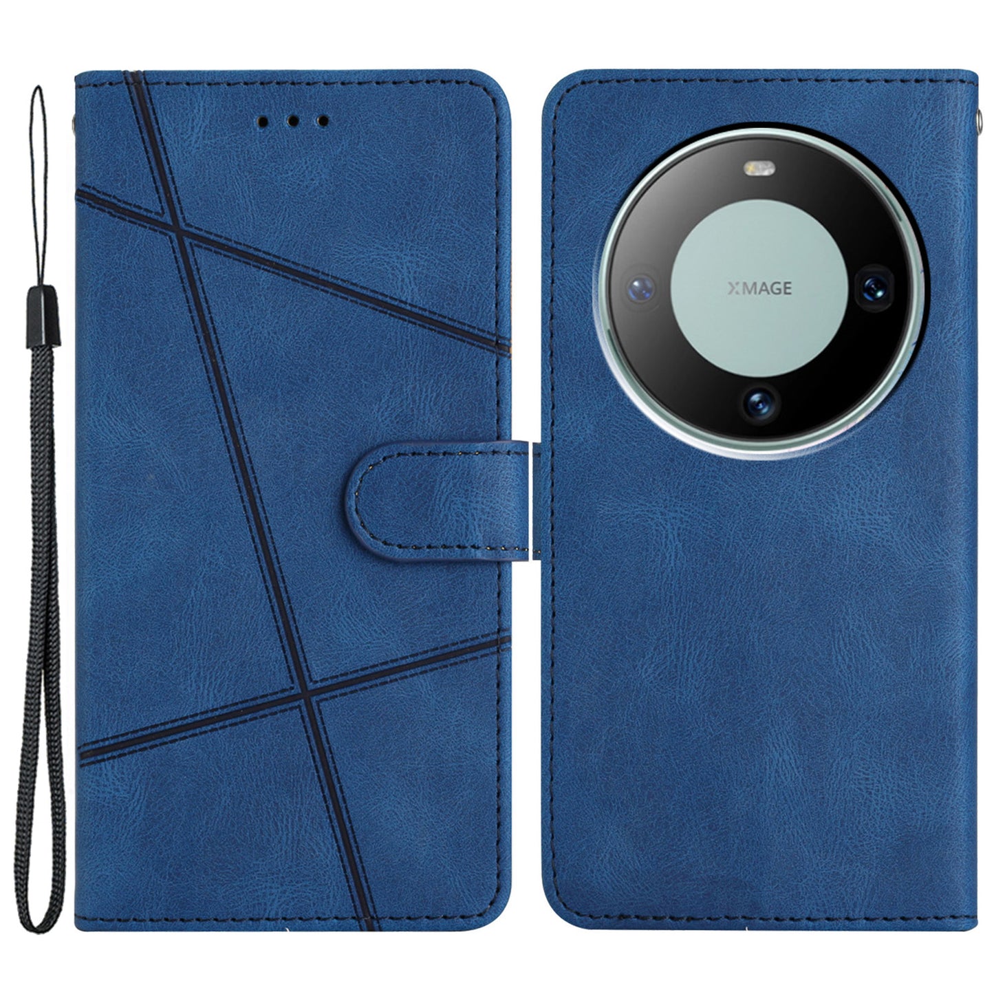 For Huawei Mate 60 Wallet Stand Phone Case Crazy Horse Texture PU Leather Imprinted Lines Cover