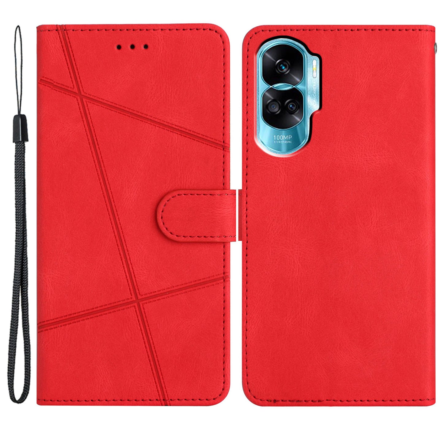 For Honor 90 Lite 5G / X50i 5G Wallet Case Crazy Horse Texture Leather Phone Stand Cover Imprinted Lines