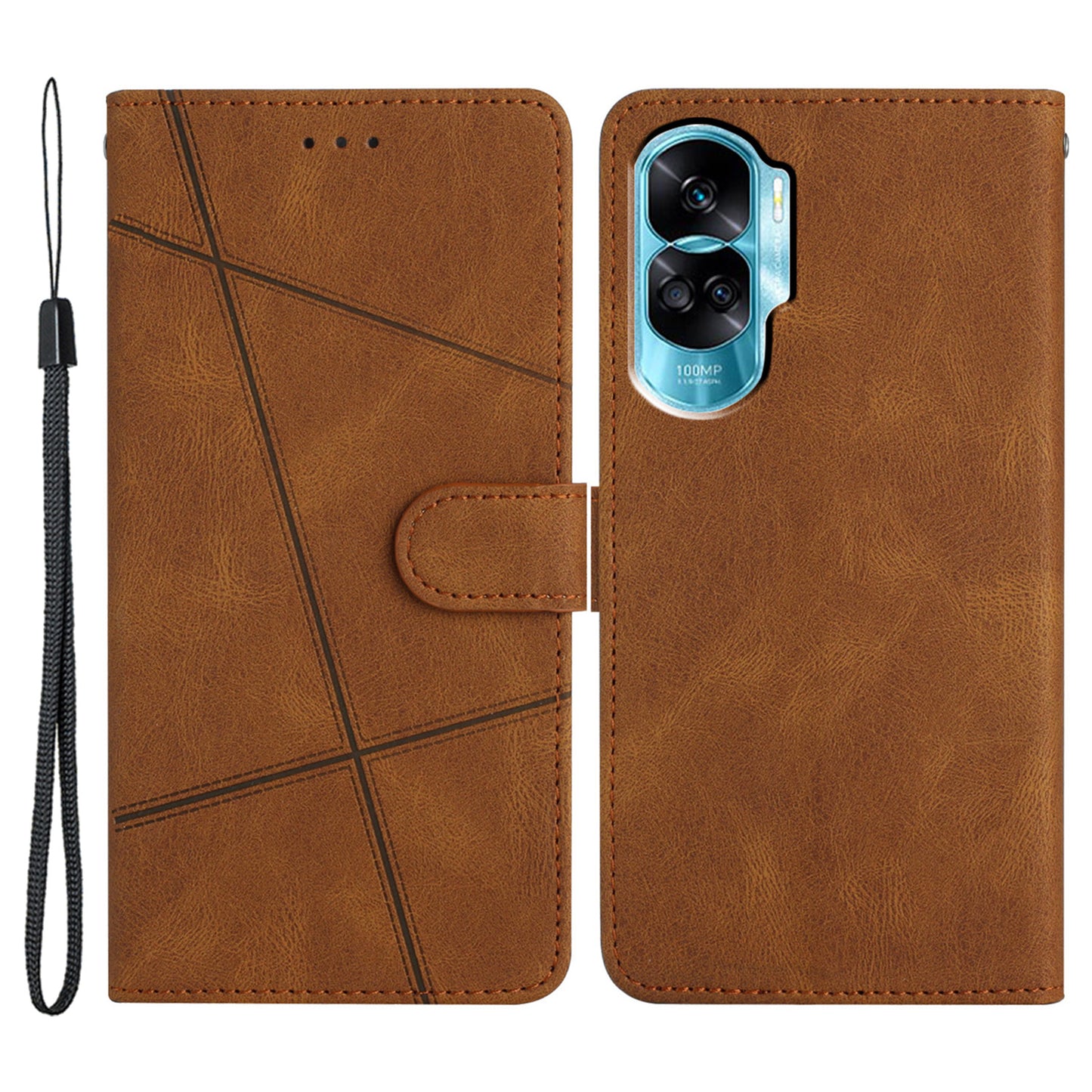 For Honor 90 Lite 5G / X50i 5G Wallet Case Crazy Horse Texture Leather Phone Stand Cover Imprinted Lines