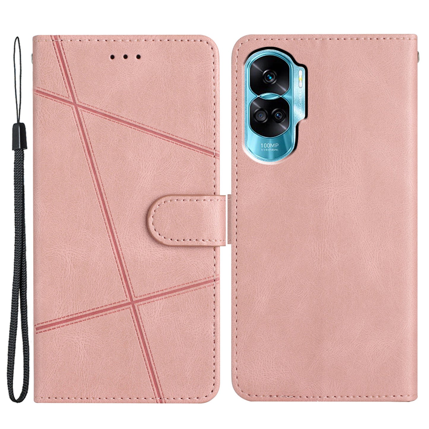 For Honor 90 Lite 5G / X50i 5G Wallet Case Crazy Horse Texture Leather Phone Stand Cover Imprinted Lines