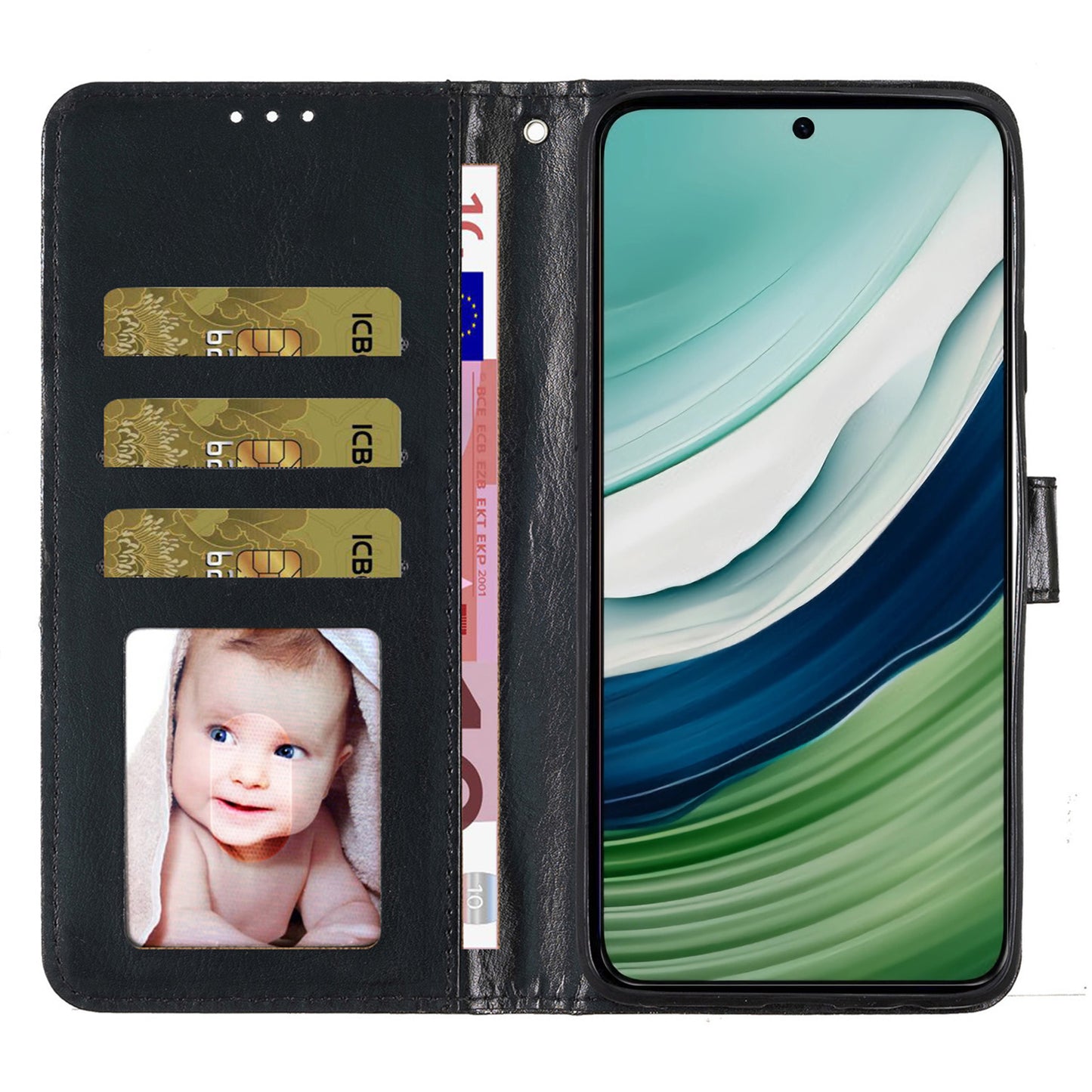 For Huawei Mate 60 Pro Glittery PU Leather Phone Case Anti-fall Wallet Stand Cover