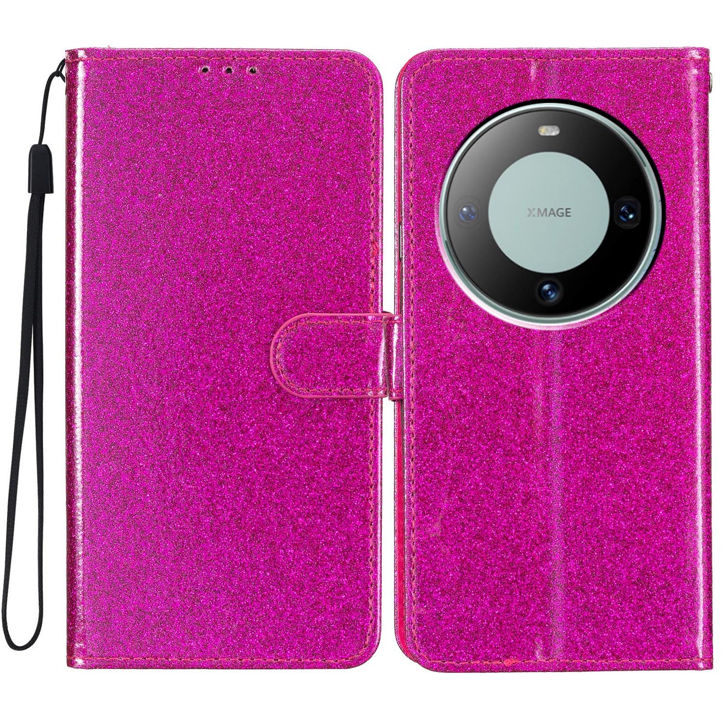 For Huawei Mate 60 Pro Glittery PU Leather Phone Case Anti-fall Wallet Stand Cover
