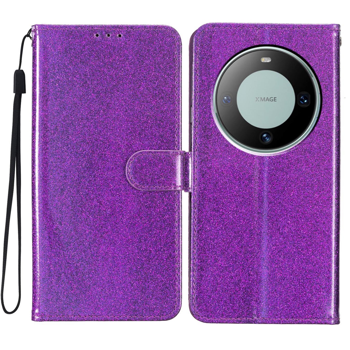 For Huawei Mate 60 Pro Glittery PU Leather Phone Case Anti-fall Wallet Stand Cover