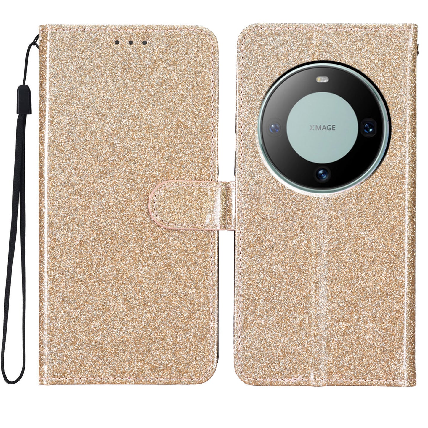 For Huawei Mate 60 Pro Glittery PU Leather Phone Case Anti-fall Wallet Stand Cover