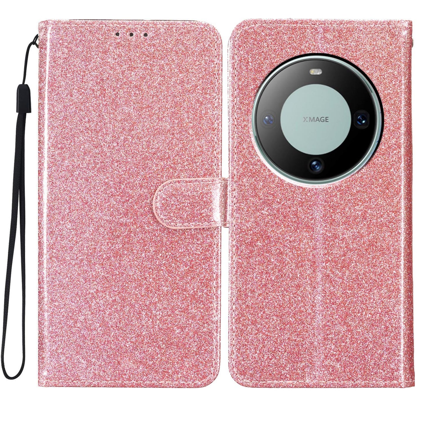 For Huawei Mate 60 Pro Glittery PU Leather Phone Case Anti-fall Wallet Stand Cover