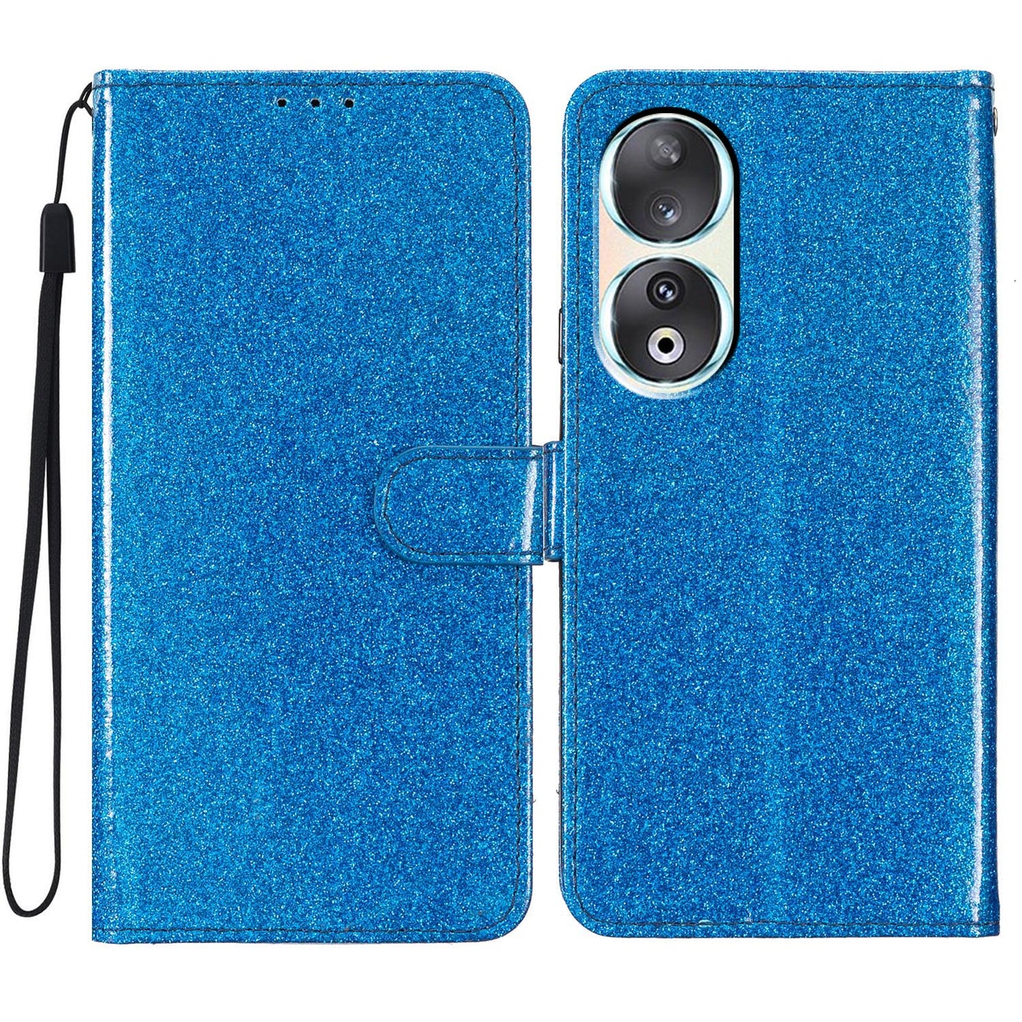 For Honor 90 Glittery PU Leather Wallet Stand Case Shockproof Phone Cover