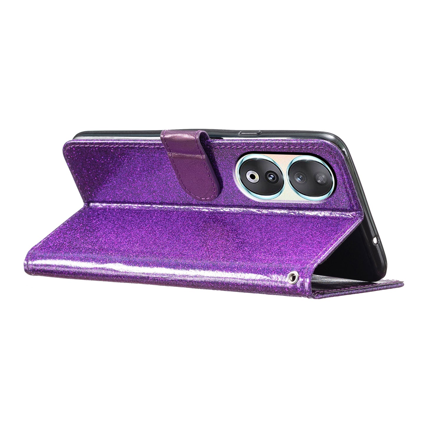 For Honor 90 Glittery PU Leather Wallet Stand Case Shockproof Phone Cover