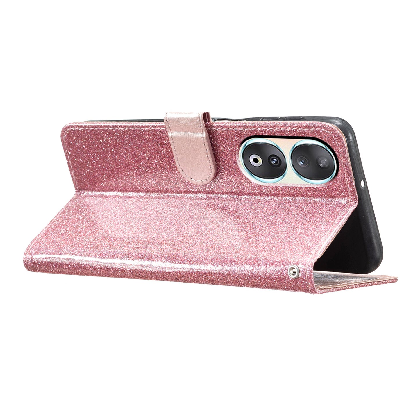 For Honor 90 Glittery PU Leather Wallet Stand Case Shockproof Phone Cover