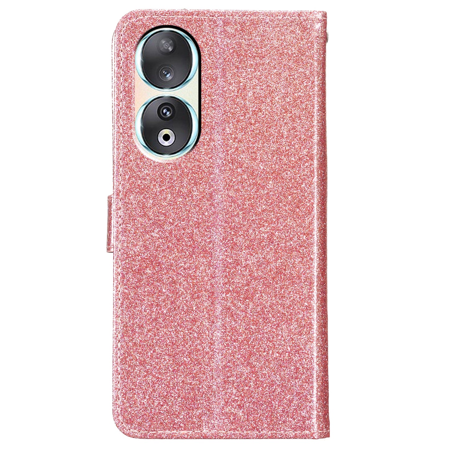 For Honor 90 Glittery PU Leather Wallet Stand Case Shockproof Phone Cover