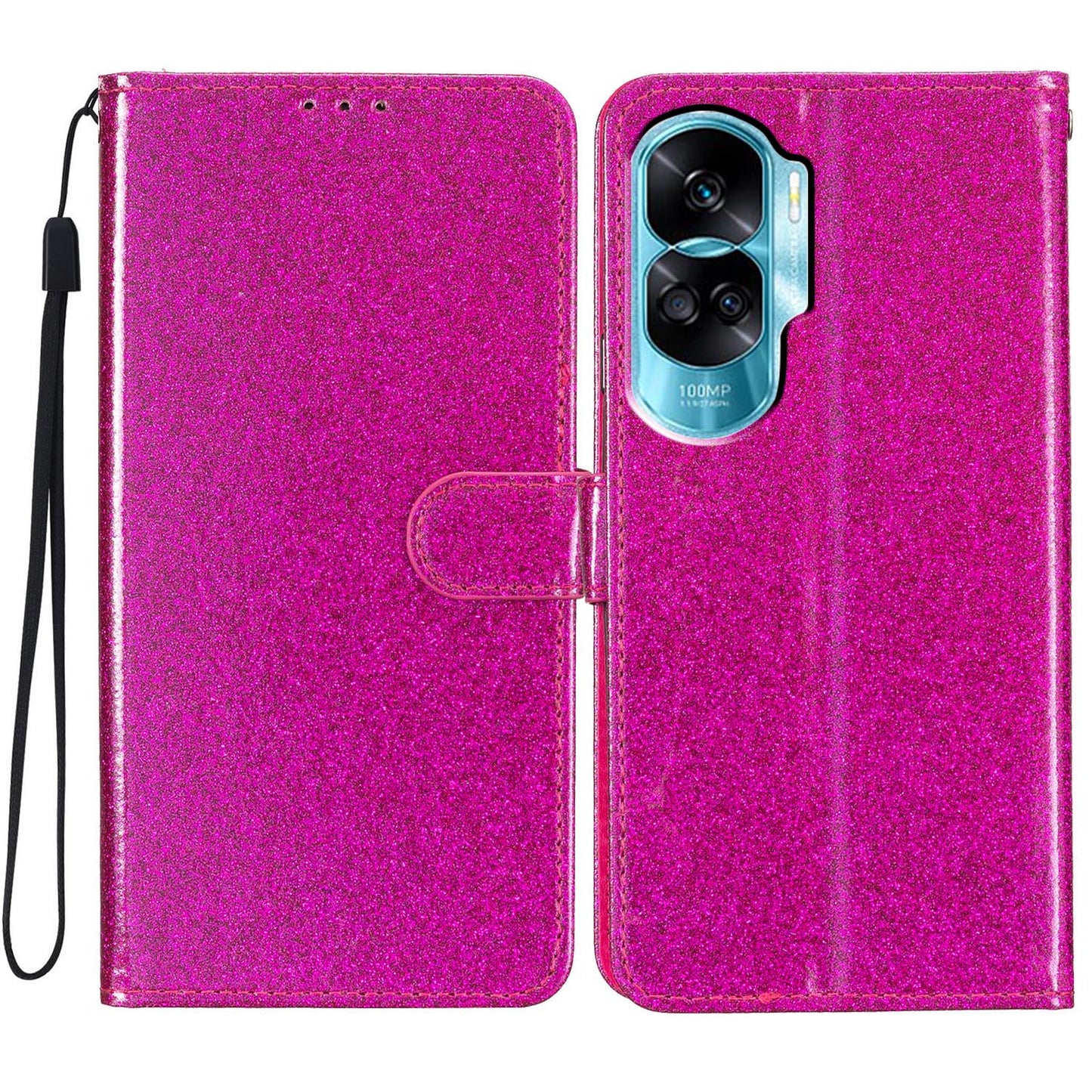 For Honor 90 Lite 5G / X50i 5G Case Stand Glittery PU Leather Protective Phone Cover with Wallet