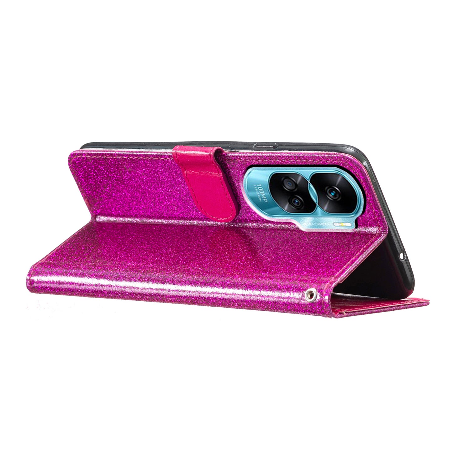 For Honor 90 Lite 5G / X50i 5G Case Stand Glittery PU Leather Protective Phone Cover with Wallet