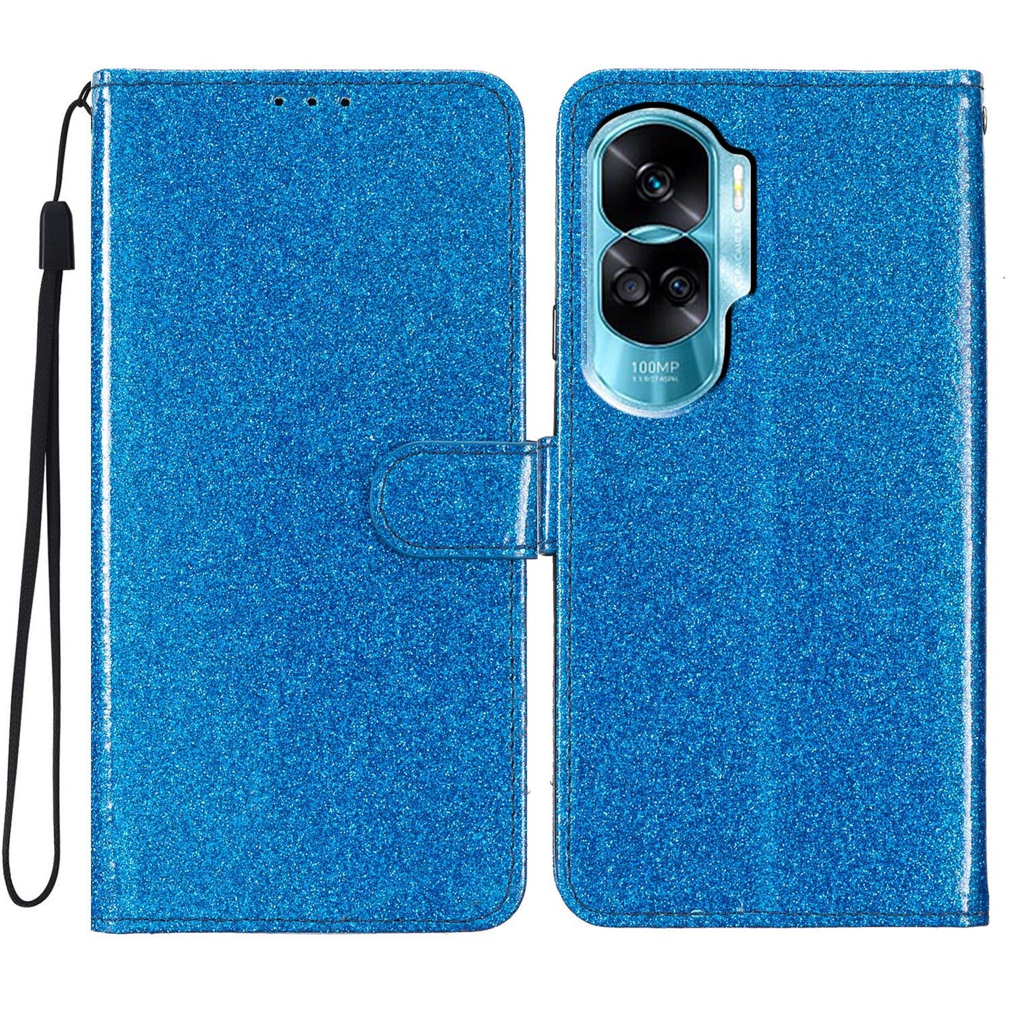 For Honor 90 Lite 5G / X50i 5G Case Stand Glittery PU Leather Protective Phone Cover with Wallet