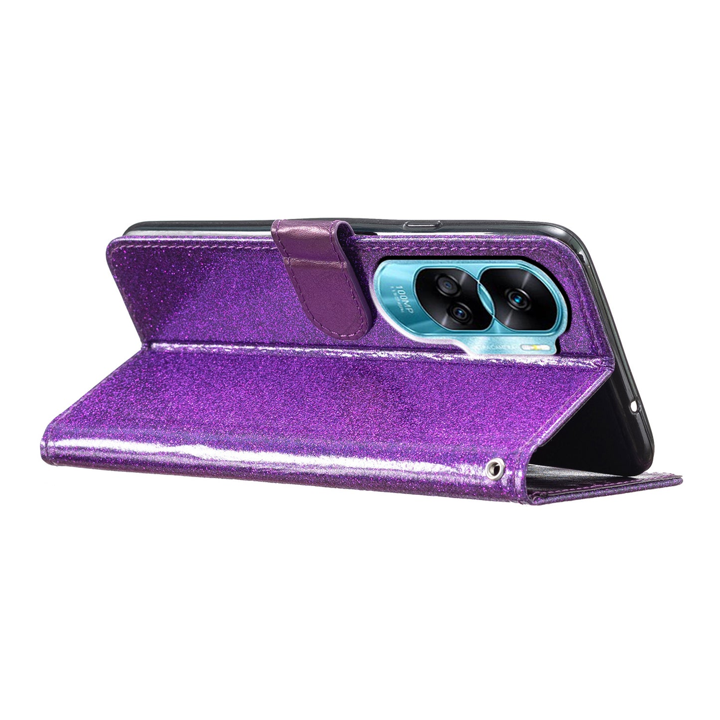For Honor 90 Lite 5G / X50i 5G Case Stand Glittery PU Leather Protective Phone Cover with Wallet