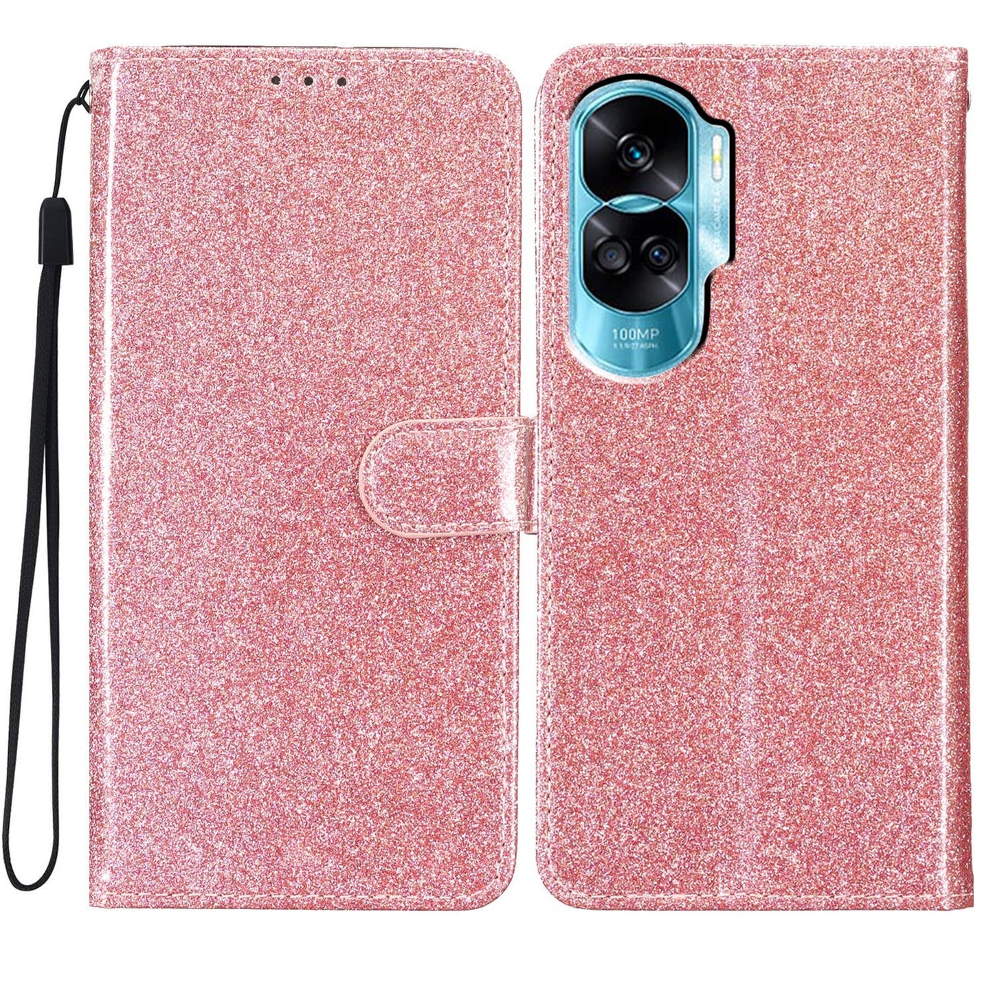 For Honor 90 Lite 5G / X50i 5G Case Stand Glittery PU Leather Protective Phone Cover with Wallet