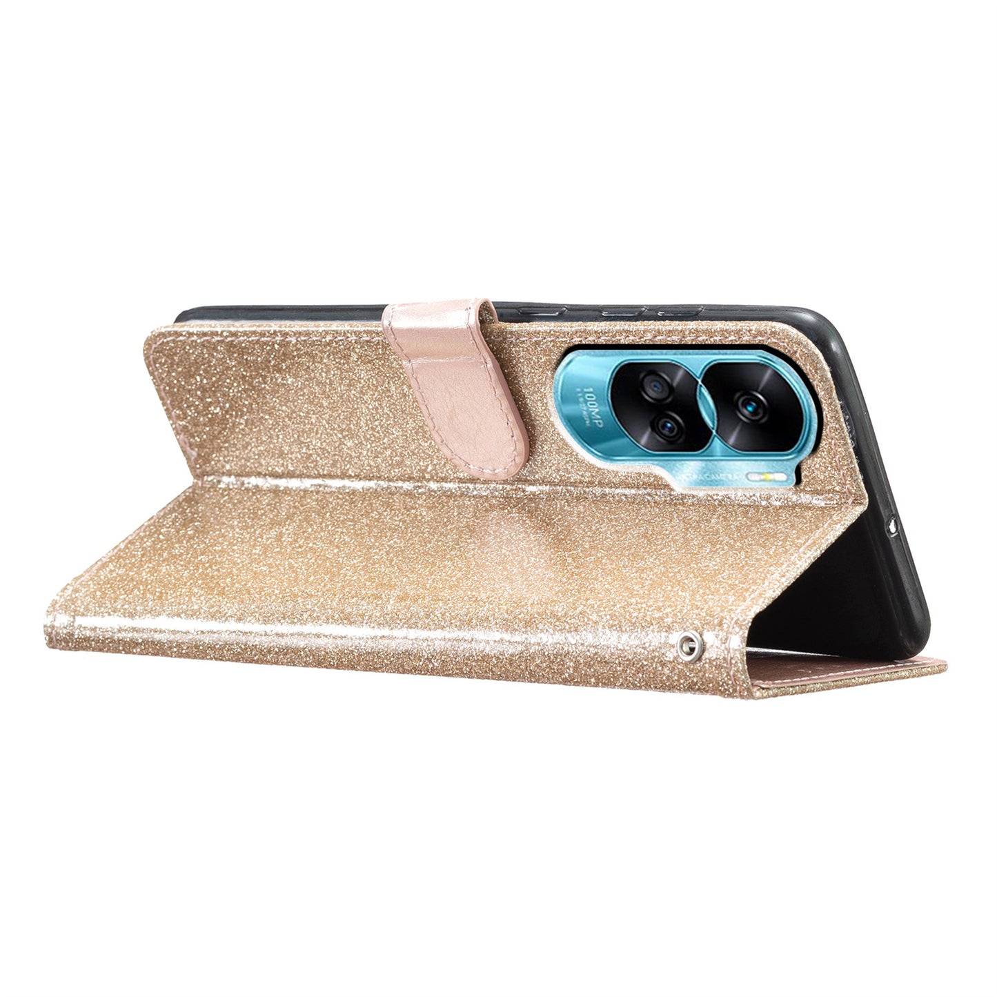For Honor 90 Lite 5G / X50i 5G Case Stand Glittery PU Leather Protective Phone Cover with Wallet