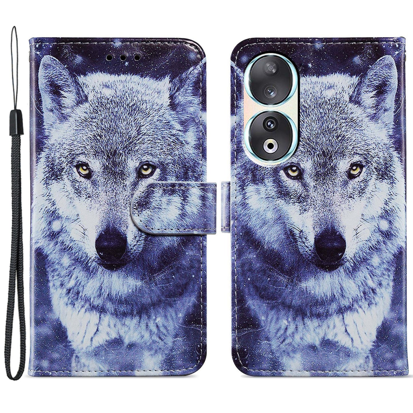 For Honor 90 Wallet Case Printed Pattern PU Leather Flip Stand Cover