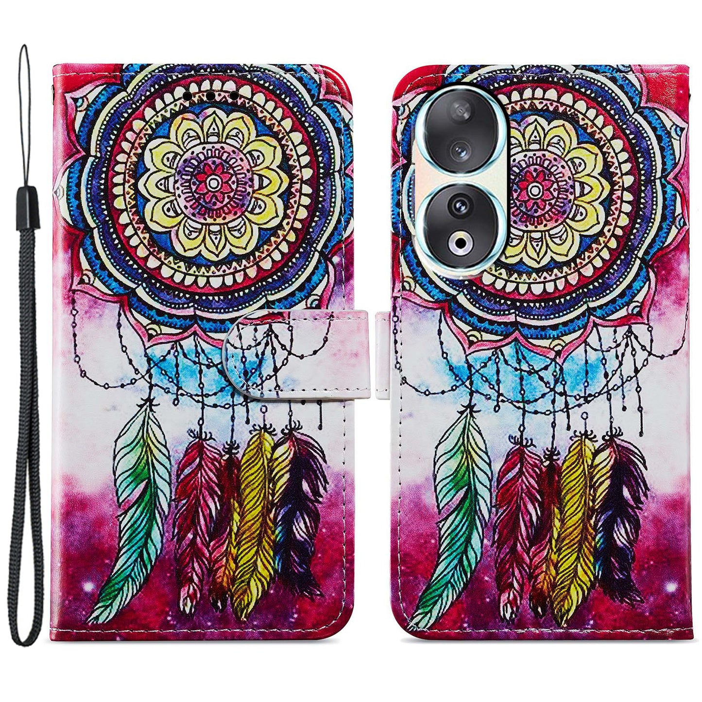For Honor 90 Wallet Case Printed Pattern PU Leather Flip Stand Cover