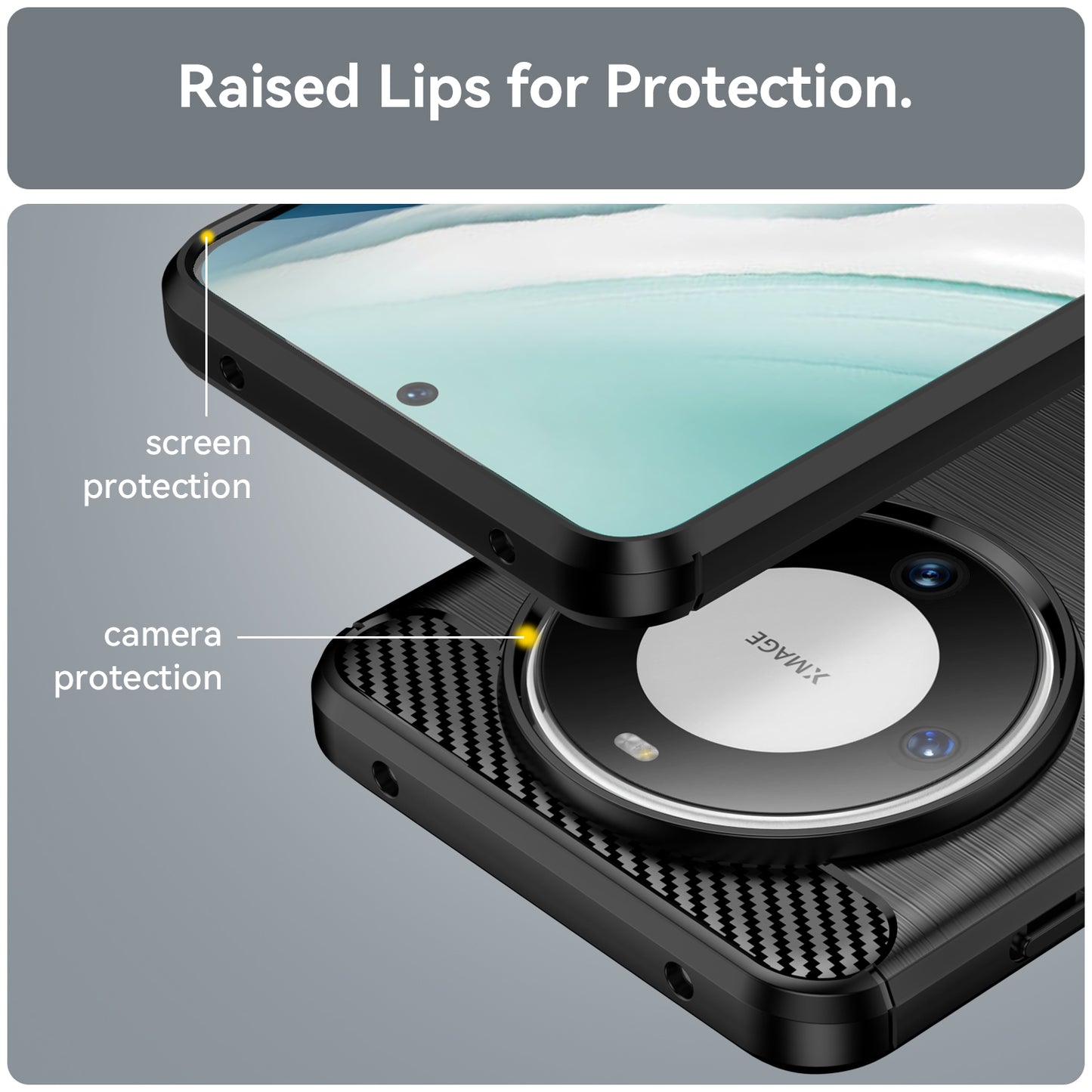 For Huawei Mate 60 Case Shockproof TPU Shell Brushed Carbon Fiber Texture Phone Cover